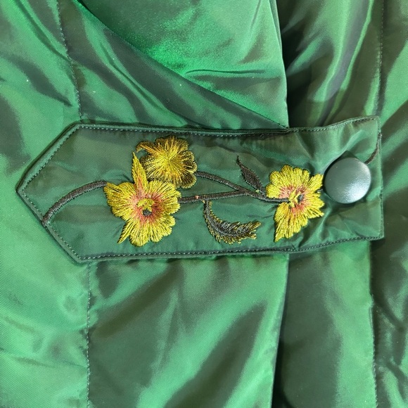 SISSY ME Sz L Puffer Coat Jacket Emerald Green Embroidered Snap Buttons NEW - Picture 13 of 14